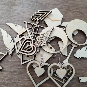 Design Your Own Wood Earrings, Wooden Jewelry, Laser Cut + Laser Engrave Earing. Priced per pair.