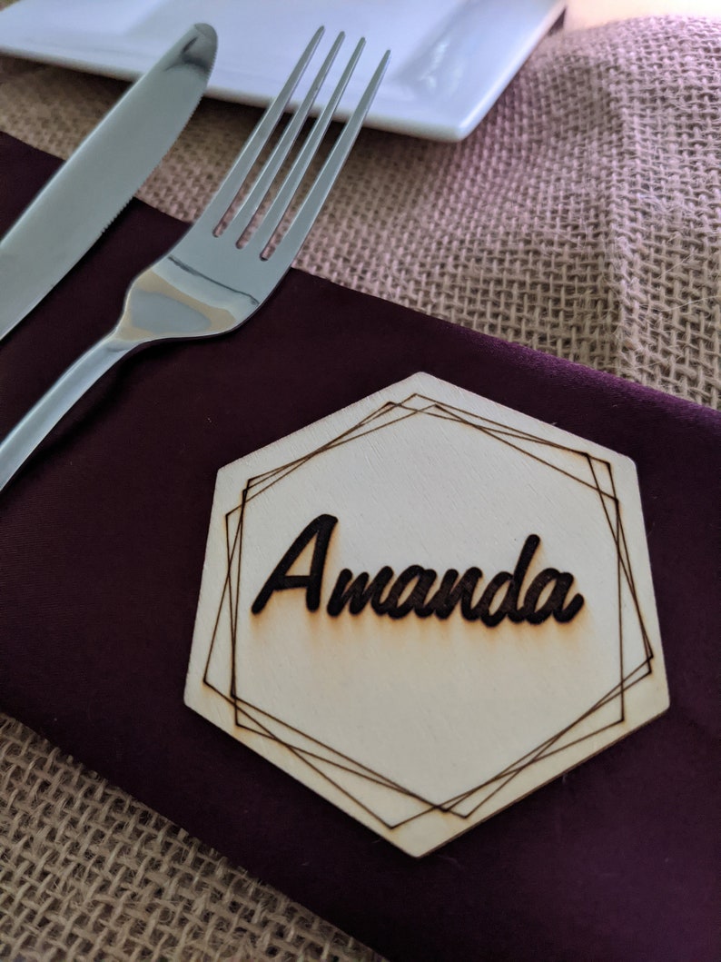 Hexagon Design Place Card Table Name Cards