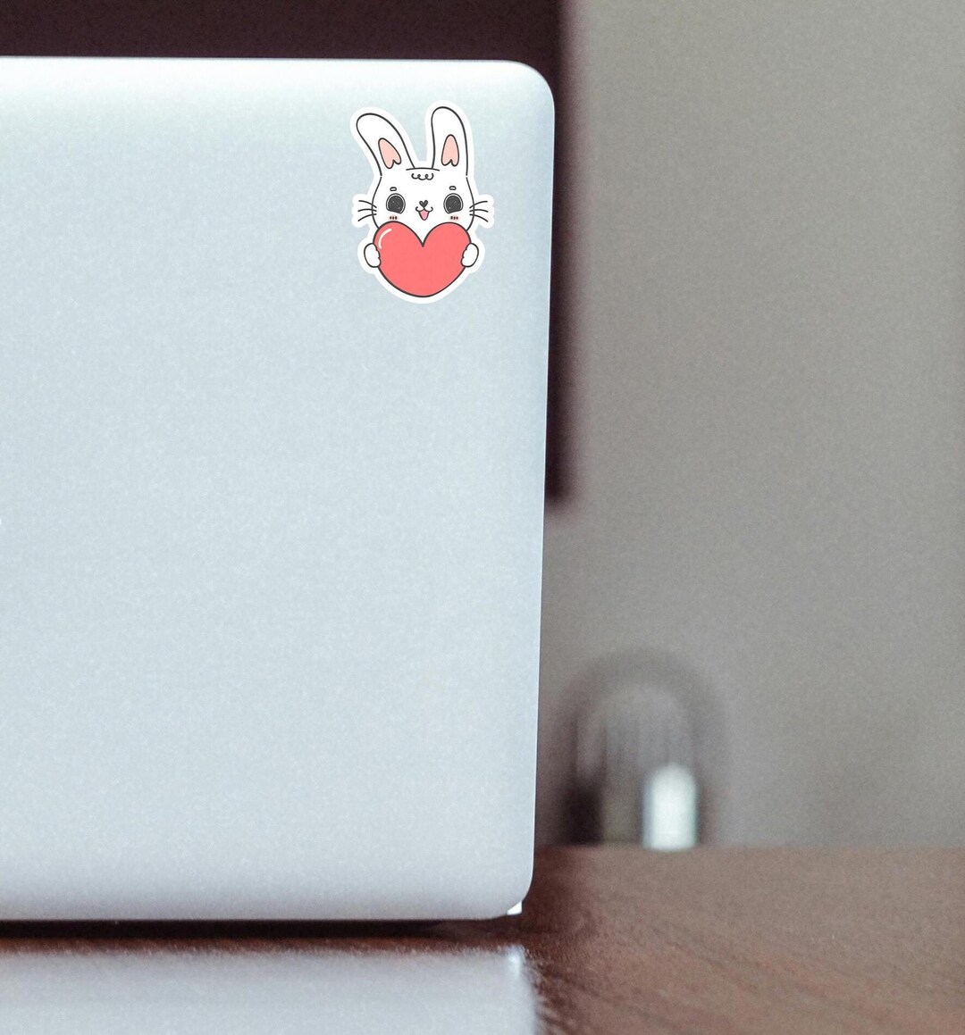 Bunny Love Vinyl Sticker Valentine's Day, Cute Sticker, Kawaii Sticker ...