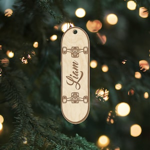 Skateboard Ornament - Custom Engraved Name Christmas Ornament | Kids Ornament | Skateboarder Gifts | Skateboard Gift Ideas | Hobby Ornament