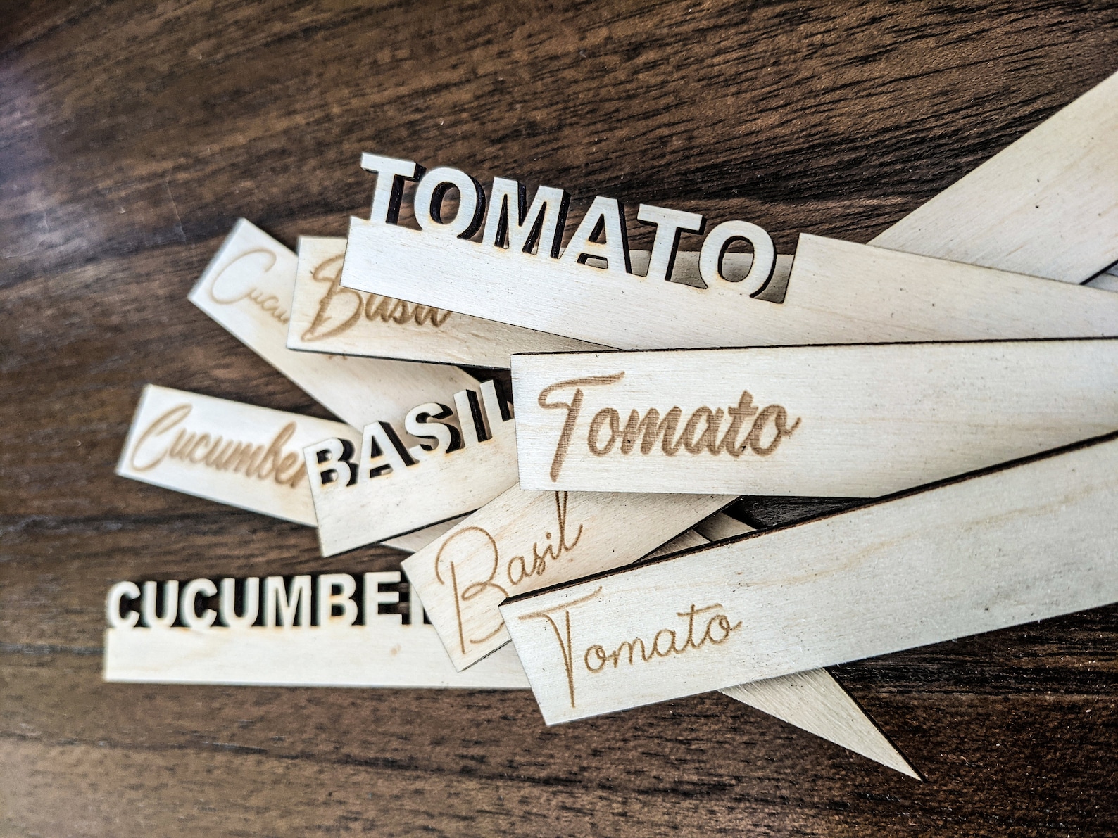 Engraved plant labels and stakes