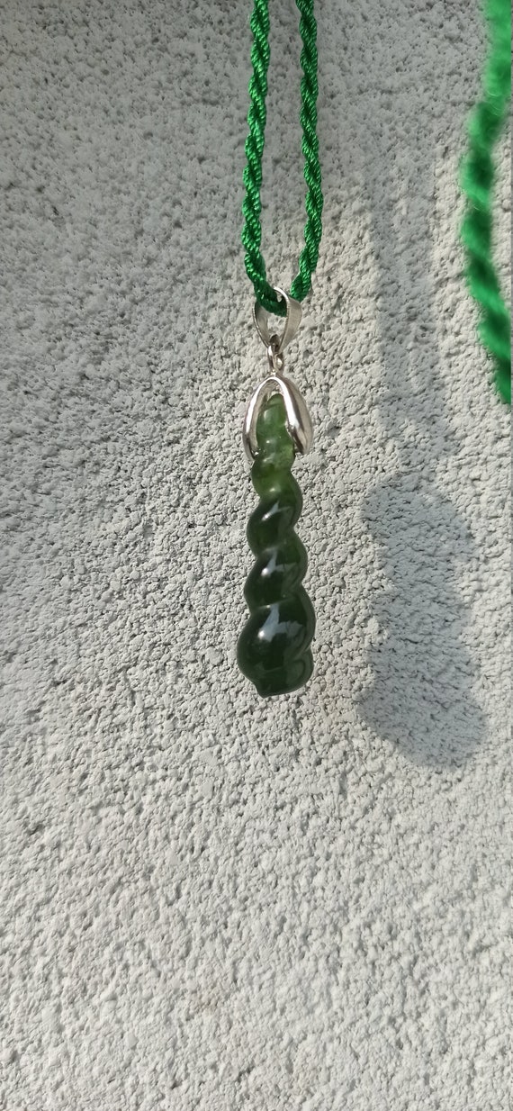 Natural Green Serpentine Cone Shell Shape Pendant Etsy