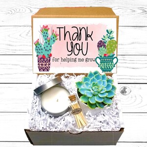 Thanks for Helping me Grow  - Thank You Gift - Teacher Appreciation - Thanks Gift - Live Succulent Gift Box