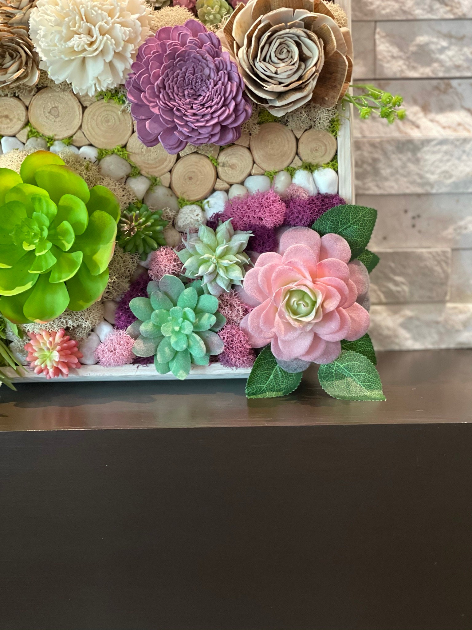 Faux Succulent Moss Wall Art Succulent Wall Decor Succulent Etsy