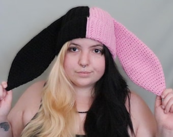 Bunny Beanie | Rabbit Ear Hat | Split Color Crochet Hood