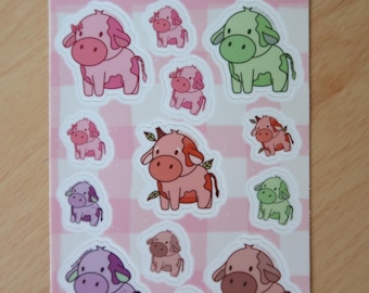 Ark med klistermärken med babyko | Pastellfärgade kawaii vattentäta vinylklistermärken