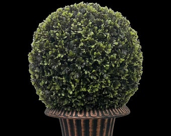 Timeless Elegance: 32" Ball Topiary in Brown Pedestal Pot - Perfectly Versatile for Indoor and Outdoor Décor!