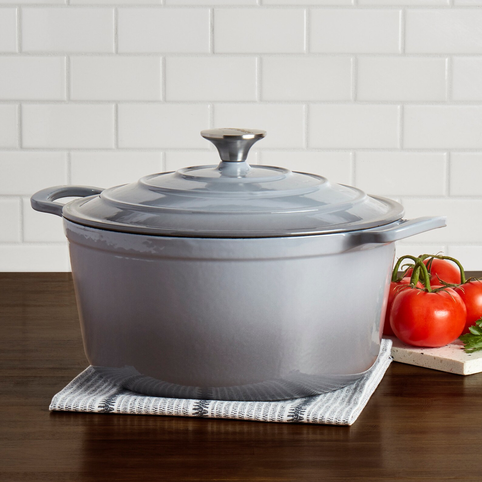 Epicurious 6 Quart Dutch Oven Grey Enameled Cast Iron Covered Etsy