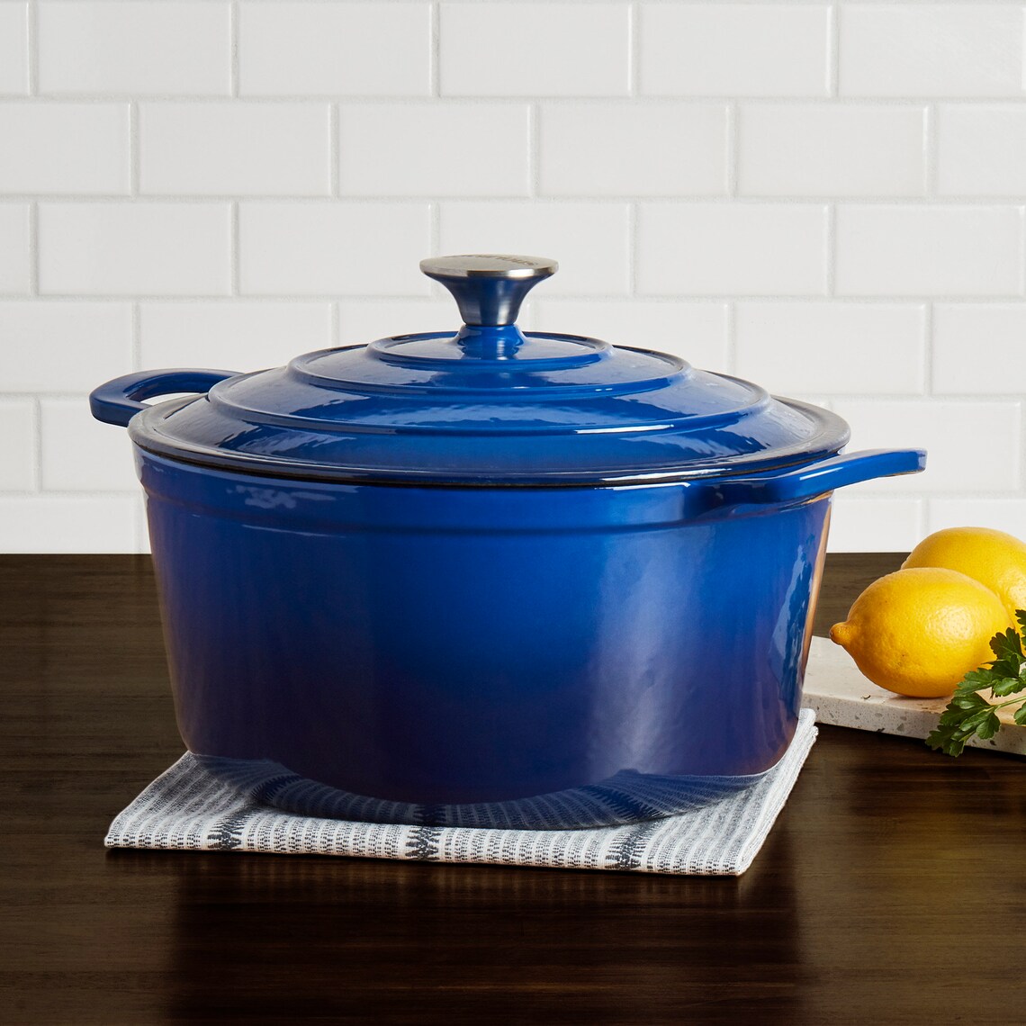 Epicurious 6 Quart Dutch Oven Blue Enameled Cast Iron Covered Etsy
