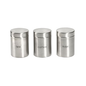 Canister Set of 3 - Sugar, Coffee and Tea Stainless Steel