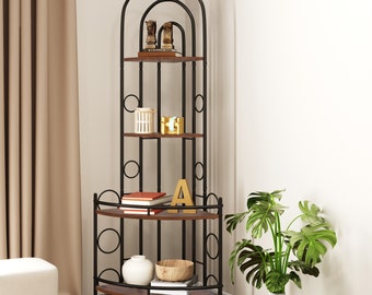 Modern 4-Tier Corner Bookshelf: Stylish Plant Stand with Durable Metal Frame
