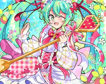 8x8 Anime Print - Strawberry Miku print6x8 Anime Print- Sasaki to Miyano Print