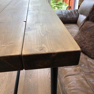 Chunky Breakfast Bar, Dining Table, Rustic 65mm Timber, 76cm - 110cm High, Industrial Black/Raw-Self Colour/Galvanised, AdjustableTube Legs image 10