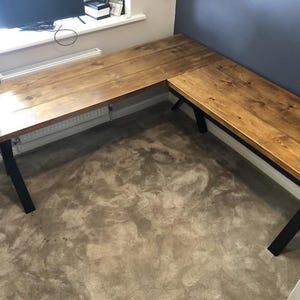 Office  Desk, Solid Pine, Industrial X Leg, D58cm