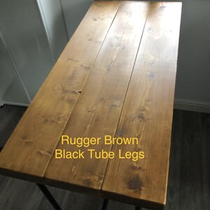 Chunky Breakfast Bar, Dining Table, Rustic 65mm Timber, 76cm - 110cm High, Industrial Black/Raw-Self Colour/Galvanised, AdjustableTube Legs image 17