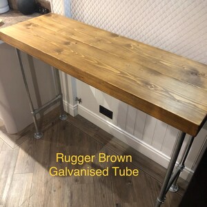 Chunky Breakfast Bar, Dining Table, Rustic 65mm Timber, 76cm - 110cm High, Industrial Black/Raw-Self Colour/Galvanised, AdjustableTube Legs image 15