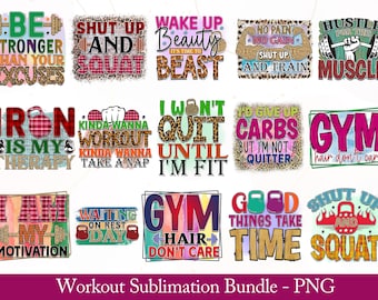 Workout Quotes PNG Bundle: Gym Shirt Designs (Digital Download)