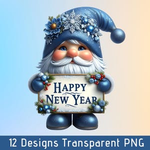 Clipart di gnomo di Capodanno, PNG di gnomo di Capodanno, clipart di gnomo festivo, Clipart di gnomo 2025, PNG di gnomo di Felice Anno Nuovo