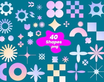Abstract Shapes PNG Clipart Bundle, Geometric & Organic Designs (Digital Download)