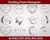 Wedding Frame Monogram SVG Bundle: Floral Letter Cut Files (Digital Download)