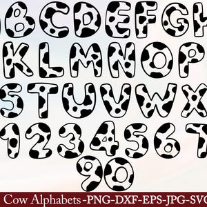 Cow Print Doodle Alphabet Letters SVG PNG Bundle, Alphabet Clipart, Cow print Hand Drawn Doodle,cow alpha letters png, Pattern,Monogram