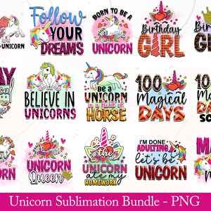 Watercolor Unicorn Clipart Bundle: Rainbow Unicorns (PNG Digital Download)