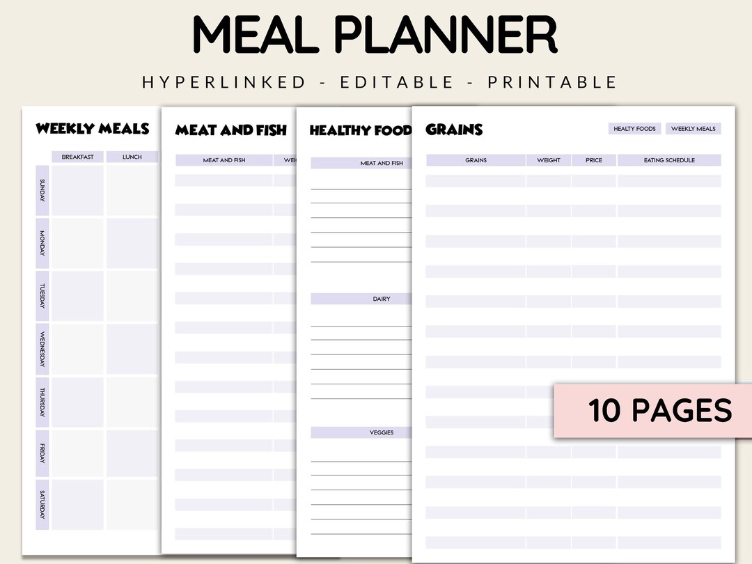 Weekly Meal Planner, 7 Day Menu Plan, Food Planner, Health & Fitness ...