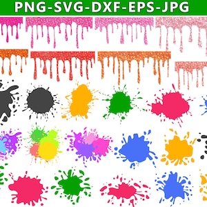 Paint Splatter SVG Bundle Paint Splats Svg Paint Svg Clipart Vector Ink splatter Paint streak blob Cut File for Cricut Silhouette