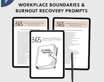 Workplace Boundaries Journal Prompts | Burnout Recovery Guide | Office Stress Relief | Mental Health Reflection | Printable