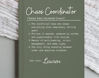 Personalized Chaos Coordinator Definition Journal, Funny Boss Gift