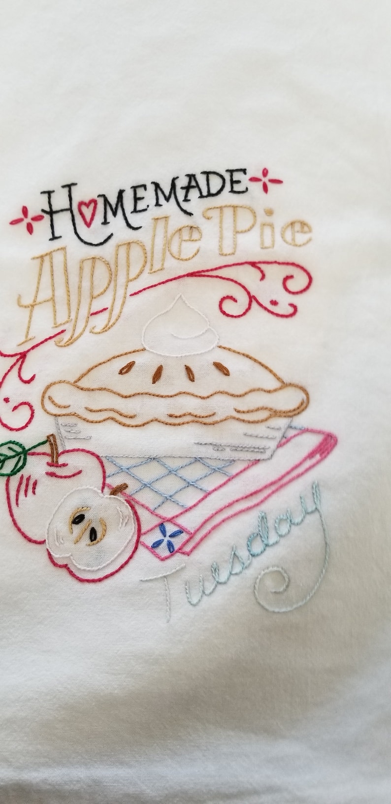 Set of 7 Hand Embroidered T-Towel Pies