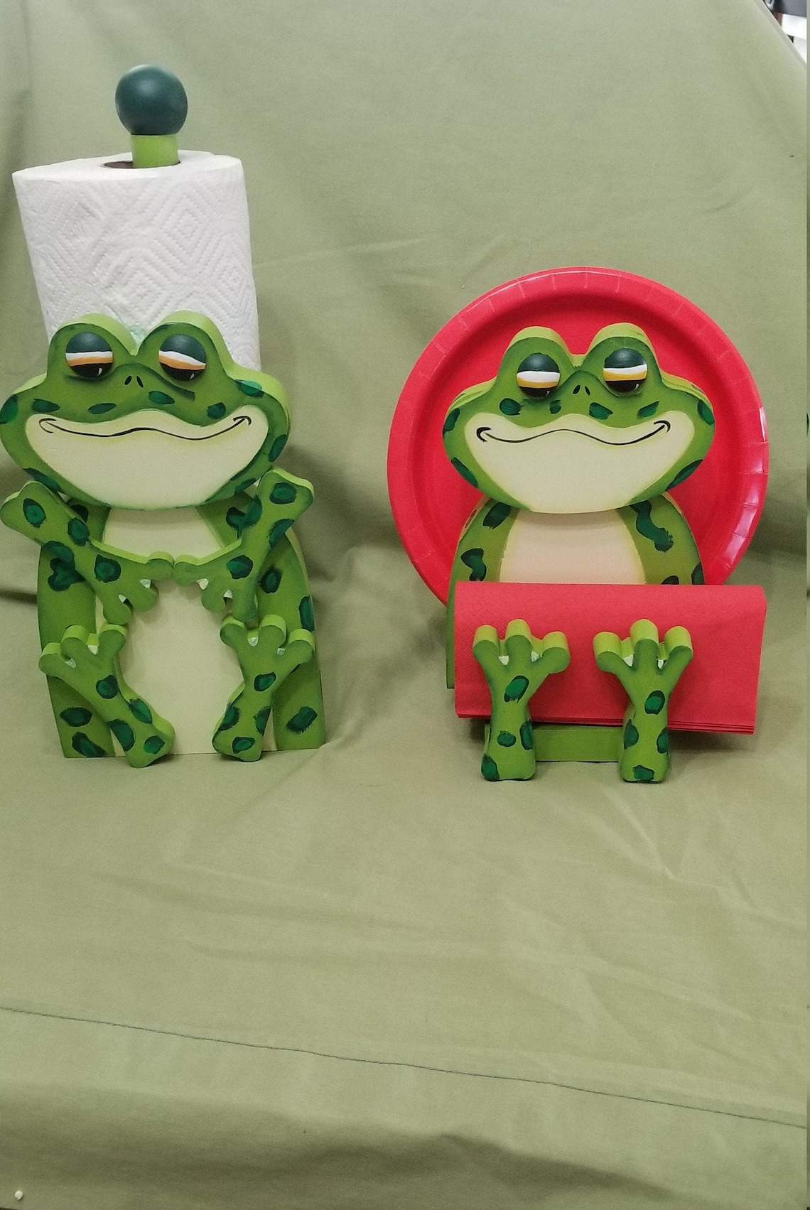 Frog Plate and Napkin Paper Towel Holder Etsy