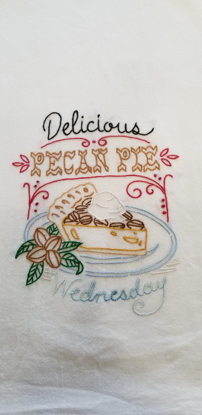 Set of 7 Hand Embroidered T-Towel Pies
