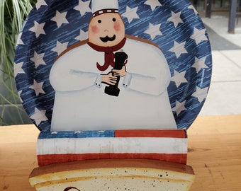 Chef Paper Plate and Napkin Holder
