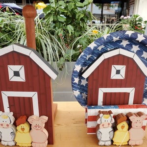 Barn Paper Plate and Napkin + Paper Towel Holder Set