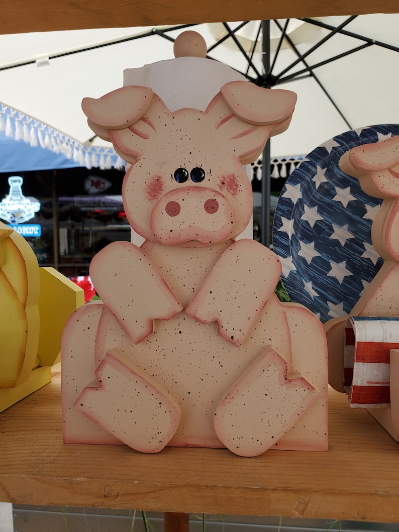 Pig Paper Plate and Napkin Paper Towel Holder Set Etsy