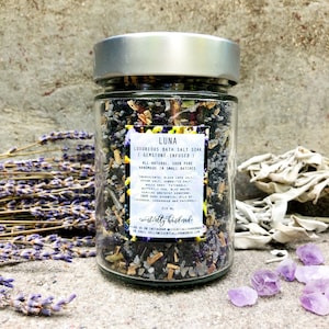 Luna Luxe Natural Bath Salt Soak with Essential Oils | Crystal/Gemstone Infused