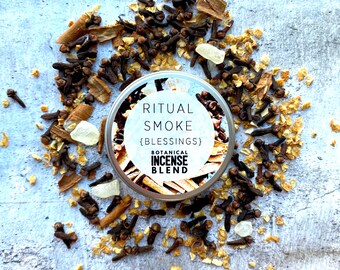 Ritual Smoke : Blessings | Handmade Botanical Herbal Resin Loose Incense with Copal and Cloves | Crystal/Gemstone Infused