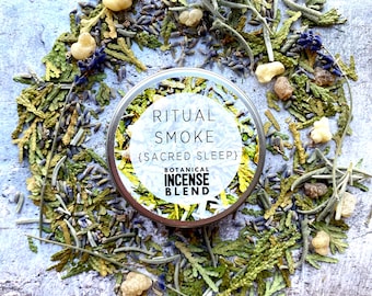 Ritual Smoke : Sacred Sleep | Handmade Botanical Herbal Resin Loose Incense with Lavender | Crystal/Gemstone Infused