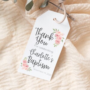 Baptism Favor Tag Template, Printable Christening Tag, Thank You Tag, Baptism Gift Tags, Baptism Tag, Editable Treat Bag Tag