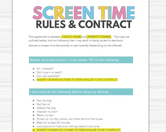 Schermtijdregels, schermtijdcontract,