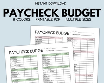 Paycheck Budget Printable, Budget by Paycheck, Family Budget, Budget Planner, Budget Template A4 A5 Letter Happy Planner, Budget Binder