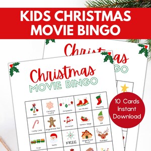 Bingo de filme de Natal para crianças, bingo de Natal para impressão, jogo de Natal para crianças, atividade de Natal, festa de Natal divertida