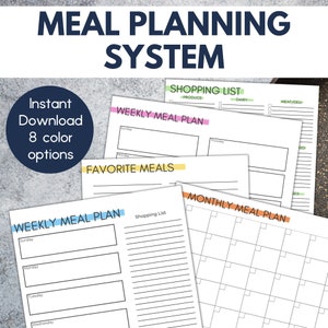 Ultimate Meal Planner Printable Template, Weekly Meal Planner Printable Landscape, Weekly Menu Planner, Grocery List Printable PDF