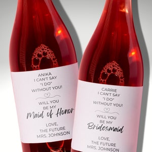 Bridesmaid Proposal Wine Bottle Label, Will You Be My Bridesmaid, Maid of Honor Wine Label, Personalized Wine Label, Wine Label Template