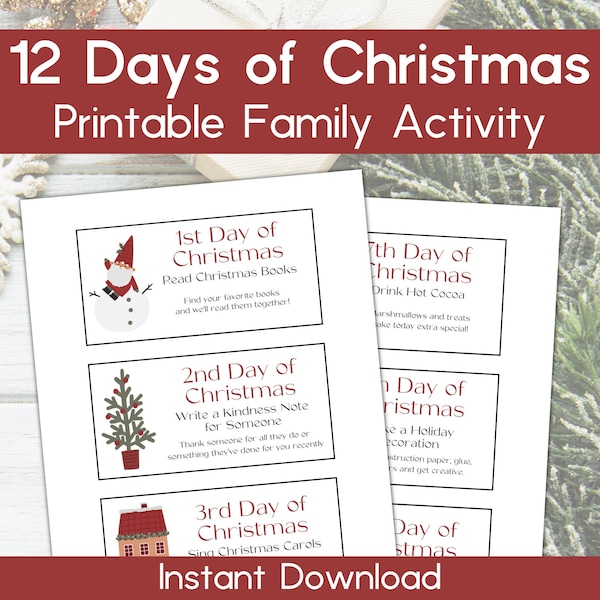 12 Days of Christmas Printable Etsy