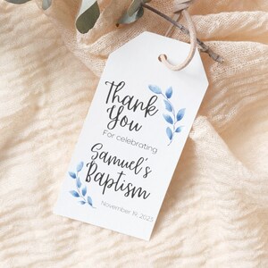 Baptism Favor Tag Template, Printable Christening Tag, Thank You Tag, Baptism Gift Tags, Baptism Tag, Editable Treat Bag Tag
