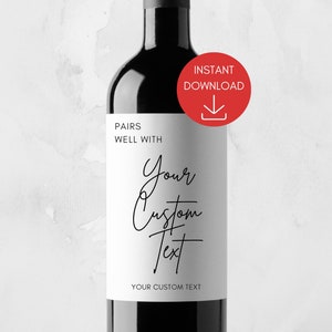 Custom Wine Label, Printable Wine Label, Personalized Wine Bottle Label, Wine Label Template, Printable Wine Label, Wine Label Wedding