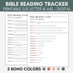 Bible Tracker Printable, Bible Books Printable Tracker, Bible Reading Log, Bible Reading Plan, Books of the Bible Tracker, Bible Chapters
