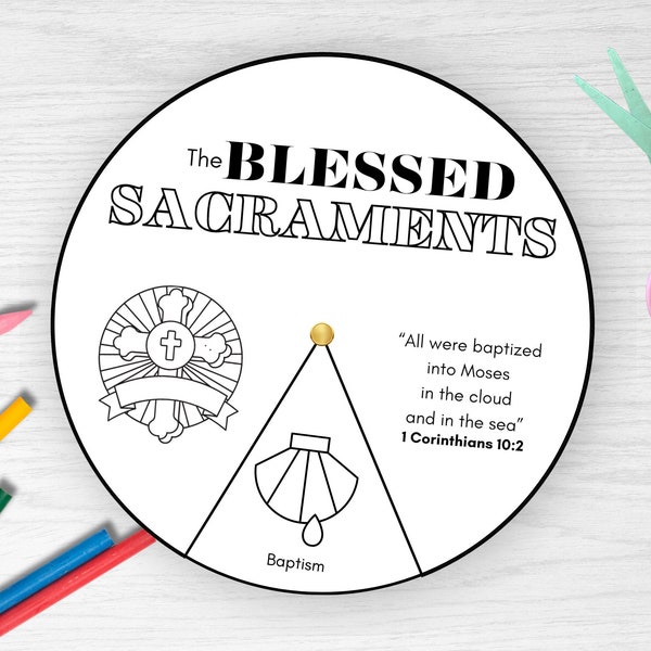 Seven Sacraments Coloring Wheel, 7 Sacraments Coloring Page, Catachesim, CCD, CFP, Catholic  Printable, Sacraments Prep, First Confession